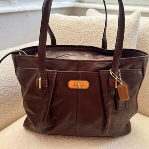 Coach Chelsea Jayden Carryall Tote Walnut Brown Structured Leather